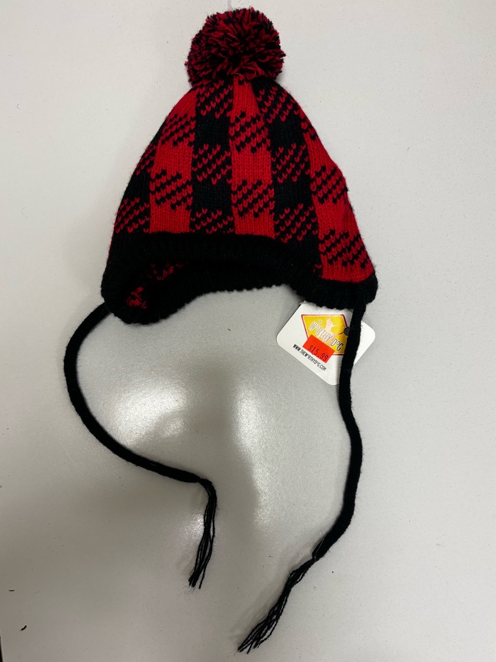 The Worthy Dog Black And Red Plaid Print Medium Acrylic Dog Hat
